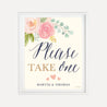 Navy and Blush Elegant Floral Wedding Favors Sign Printable Template