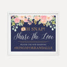 Navy and Blush Elegant Floral Wedding Hashtag Sign Printable Template