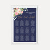Navy and Blush Elegant Floral Wedding Seating Chart Sign Printable Template