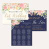 Navy and Blush Elegant Floral Wedding Sign Set Printable Template