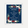 Navy and Blush Fall Floral Wedding Bar Drinks Sign Printable Template