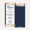 Navy and Blush Floral Wedding Menu Printable Template