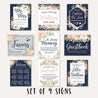 Navy and Blush Floral Wedding Sign Set Printable Template