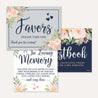 Navy and Blush Floral Wedding Sign Set Printable Template