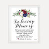Navy Floral Wedding Loving Memory Sign Printable Template