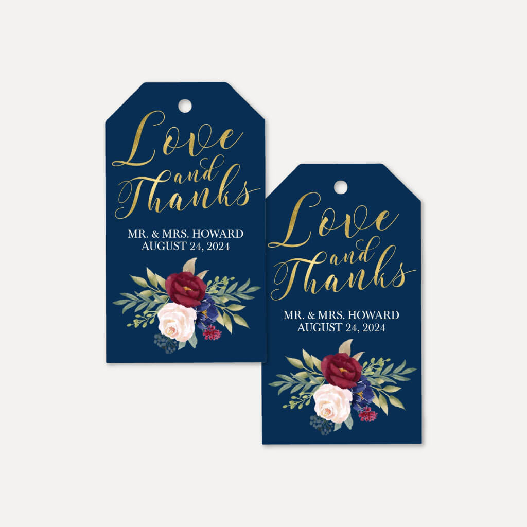 Printable Navy Floral Wedding Thank You Favor Tags Template | Hadley ...