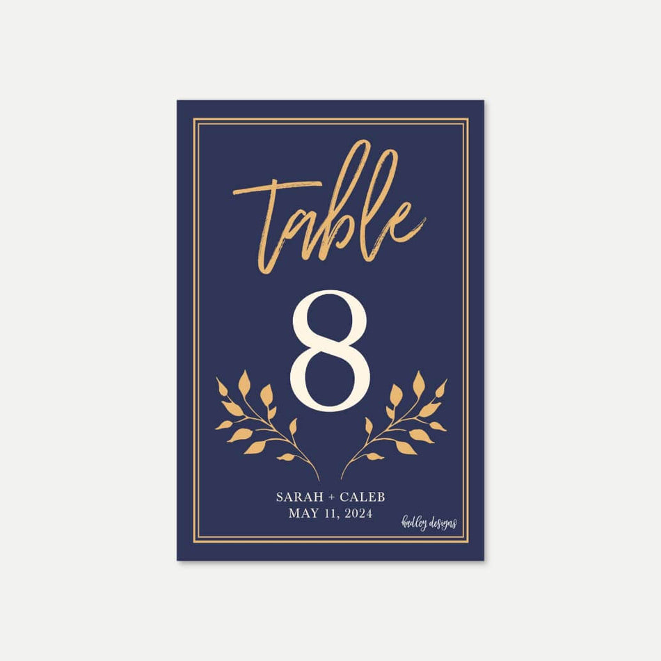 Navy Mustard Rustic Wedding Table Numbers Printable Template