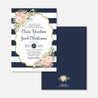 Navy Striped Blush Floral Wedding Invitation Printable Template