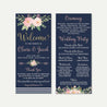 Navy Striped Blush Floral Wedding Program Printable Template