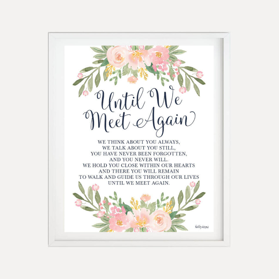 Navy Striped Blush Floral Wedding Loving Memory Sign Printable Template