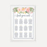 Navy Striped Blush Floral Wedding Seating Chart Sign Printable Template