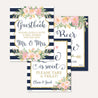 Navy Striped Blush Floral Wedding Sign Set Printable Template
