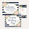 Navy Striped Blush Floral Wedding Sign Set Printable Template