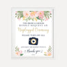 Navy Striped Blush Floral Wedding Unplugged Ceremony Sign Printable Template
