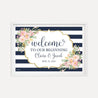 Navy Striped Blush Floral Wedding Welcome Sign Printable Template