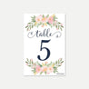 Navy Striped Blush Floral Wedding Table Numbers Printable Template