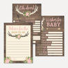 Oh Deer Girl Baby Shower Prediction Advice Wishes Bundle Printable Template