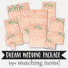 Peach Watercolor Wedding Complete Package Set Printable Template