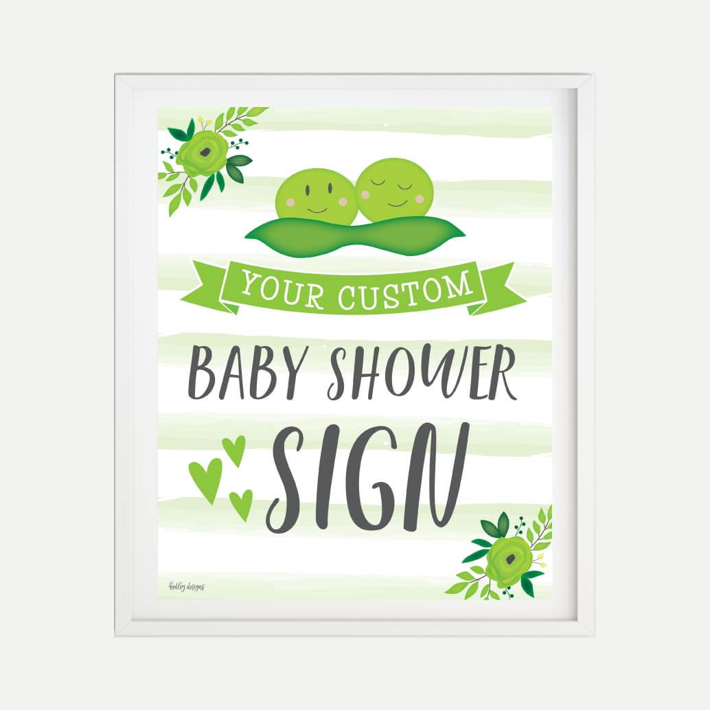 Printable Peas In A Pod Twins Baby Shower Custom Sign Template | Hadley ...