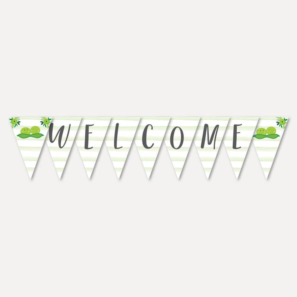 Peas In A Pod Twins Baby Shower Banner Printable Template