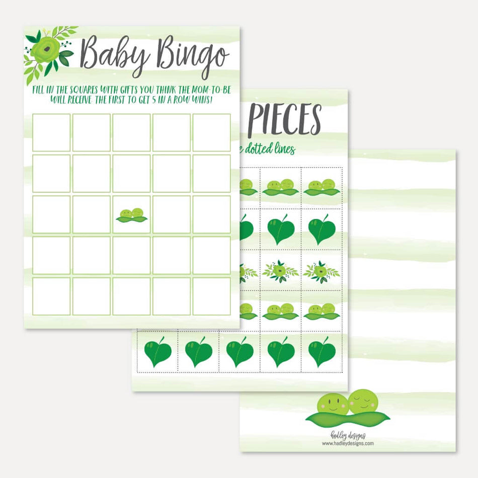 Peas In A Pod Twins Baby Shower Bingo Game Printable Template