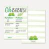 Peas In A Pod Twins Baby Shower Predictions Printable Template