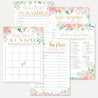 Pink Pastel Floral Baby Shower Games Set Printable Template