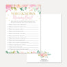 Pink Pastel Floral Baby Shower Who Knows Mommy Best Game Printable Template