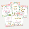 Pink Pastel Floral Baby Shower Sign Bundle Printable Template