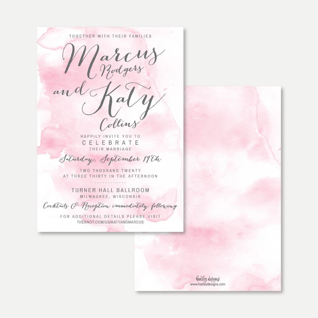 Printable Pink Watercolor Splash Wedding Invitation Template | Hadley ...