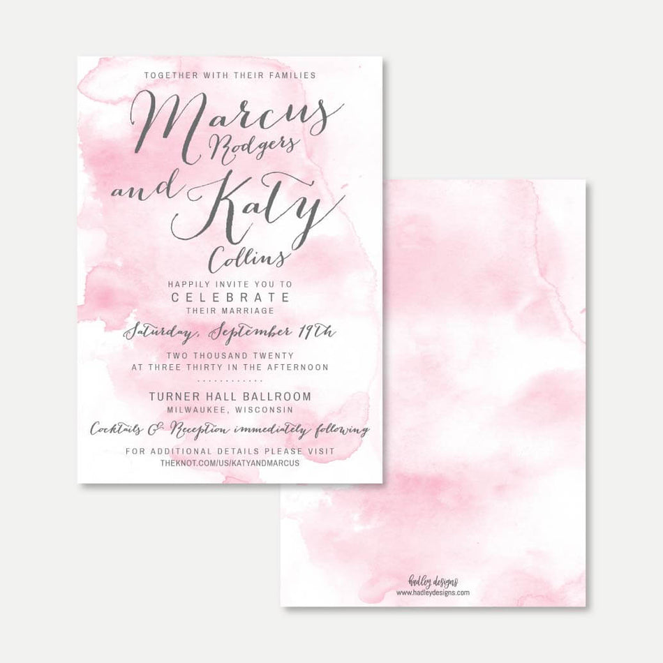 Printable Pink Watercolor Splash Wedding Invitation Template | Hadley ...