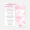 Pink Watercolor Splash Wedding Menu Printable Template