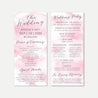 Pink Watercolor Splash Wedding Program Printable Template