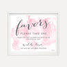 Pink Watercolor Splash Wedding Favors Sign Printable Template