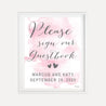 Pink Watercolor Splash Wedding Guestbook Sign Printable Template