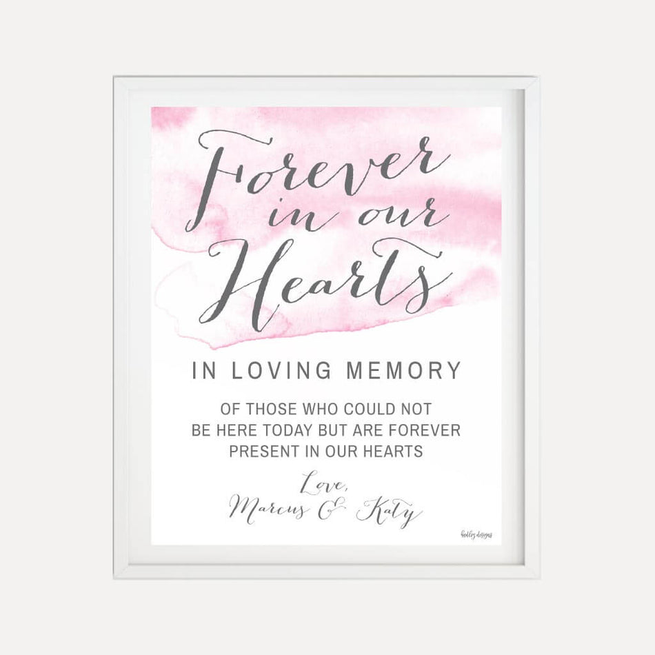 Pink Watercolor Splash Wedding Loving Memory Printable Template