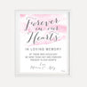 Pink Watercolor Splash Wedding Loving Memory Printable Template