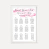 Pink Watercolor Splash Wedding Seating Chart Sign Printable Template