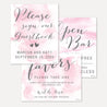 Pink Watercolor Splash Wedding Sign Set Printable Template