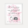 Pink Watercolor Splash Wedding Unplugged Ceremony Sign Printable Template