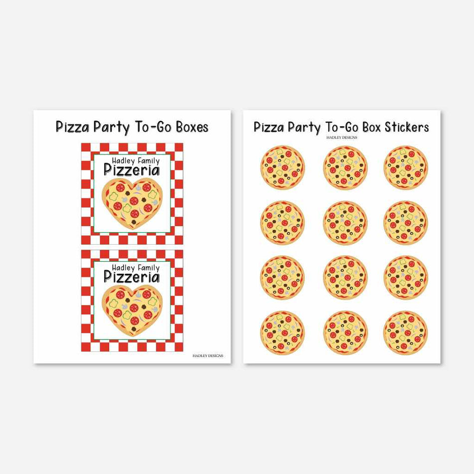 Pizza Party Box Labels and Stickers Printable Template
