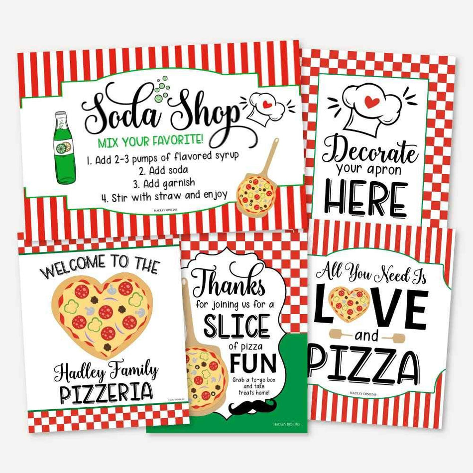 Printable Pizza Party Complete Package Templates | Hadley Designs