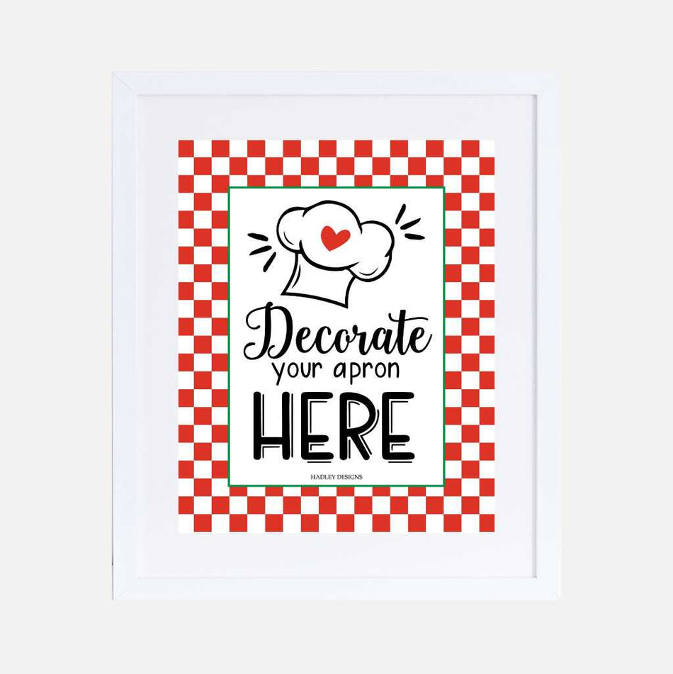 Pizza Party Apron Decorating Sign Printable Template