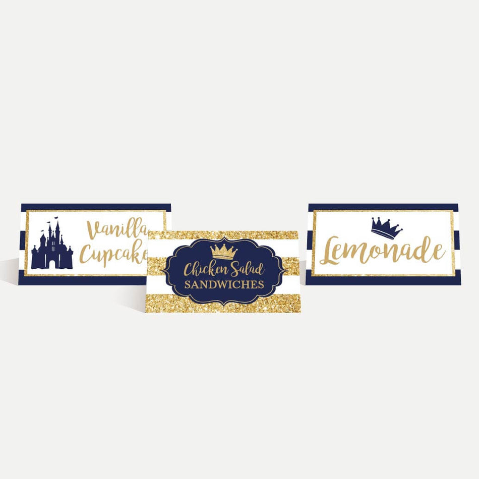Prince Baby Shower Food Tent Cards Printable Template