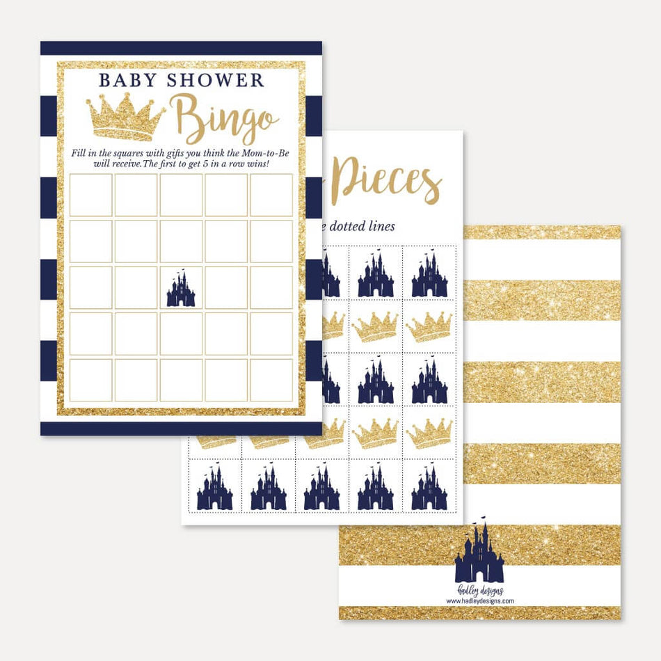 Prince Baby Shower Bingo Game Printable Template