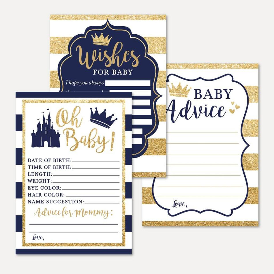 Prince Baby Shower Prediction Advice Wishes Bundle Printable Template