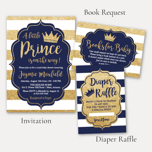 Printable Prince Baby Shower Complete Package Templates | Hadley Designs