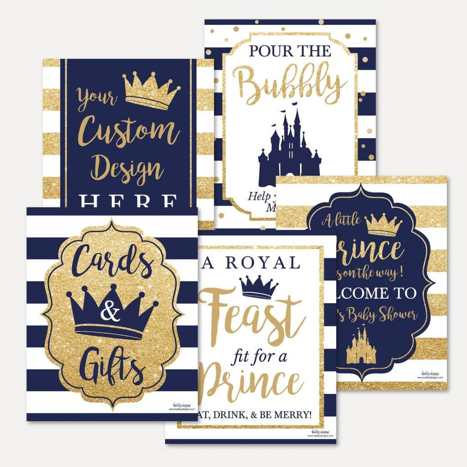 Prince Baby Shower Sign Bundle Printable Template