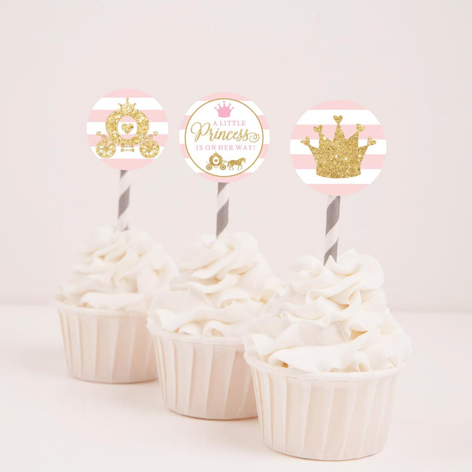 Princess Baby Shower Cupcake Toppers Printable Template