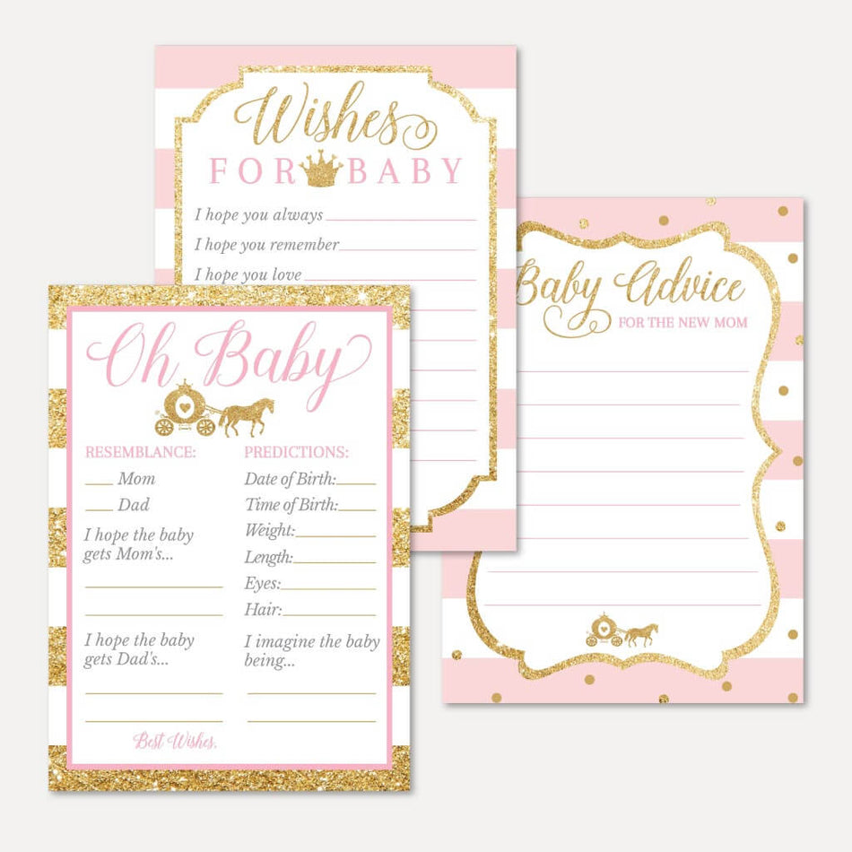 Princess Baby Shower Prediction Advice Wishes Bundle Printable Template